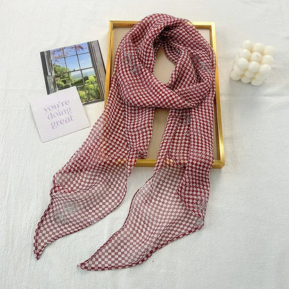 Wholesale Lightweight Checkered Skinny Scarves Bulk Fashion Accessories Boutiques