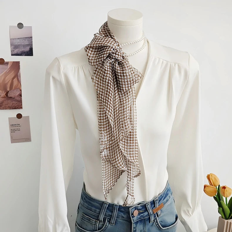 Wholesale Lightweight Checkered Skinny Scarves Bulk Fashion Accessories Boutiques