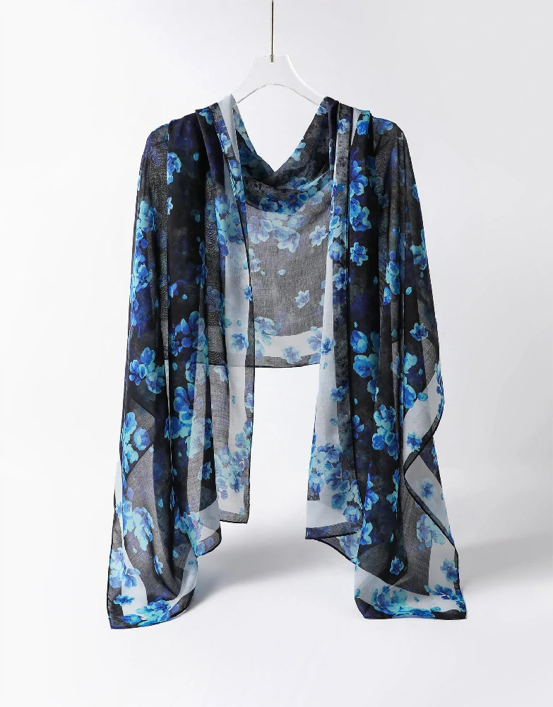 Wholesale Lightweight Floral Chiffon Scarf Long Oversized Shawl Wrap