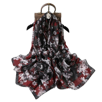 Wholesale Lightweight Floral Chiffon Scarf Long Oversized Shawl Wrap