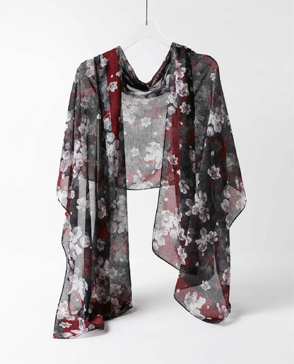 Wholesale Lightweight Floral Chiffon Scarf Long Oversized Shawl Wrap