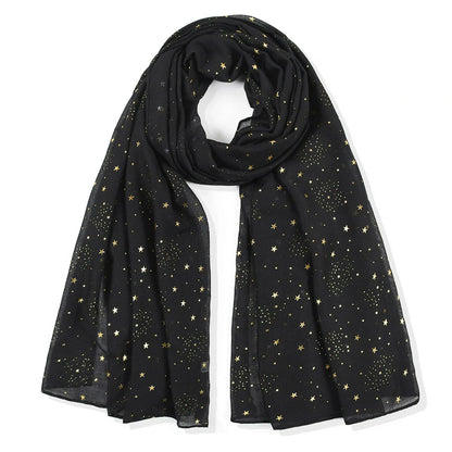 Wholesale Lightweight Gold Foil Star Scarf Bronzing Starry Print Shawl
