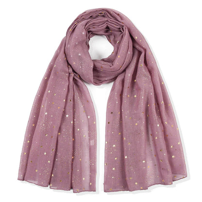 Wholesale Lightweight Gold Foil Star Scarf Bronzing Starry Print Shawl