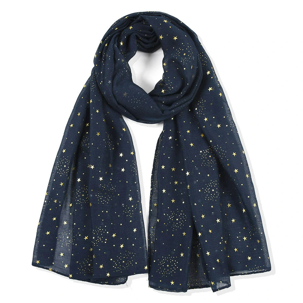 Wholesale Lightweight Gold Foil Star Scarf Bronzing Starry Print Shawl