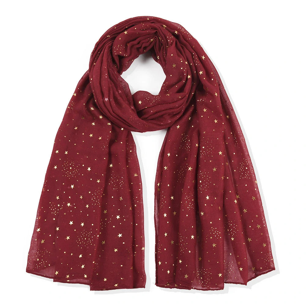 Wholesale Lightweight Gold Foil Star Scarf Bronzing Starry Print Shawl