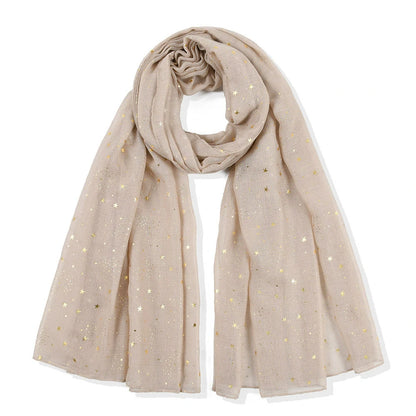 Wholesale Lightweight Gold Foil Star Scarf Bronzing Starry Print Shawl