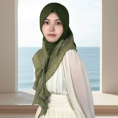 green polka dot headscarf