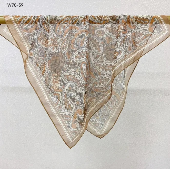Wholesale Lightweight Polyester Sheer Fabric Square Scarf  Women