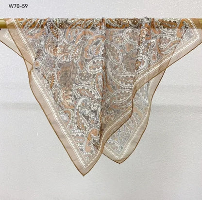 Wholesale Lightweight Polyester Sheer Fabric Square Scarf  Women