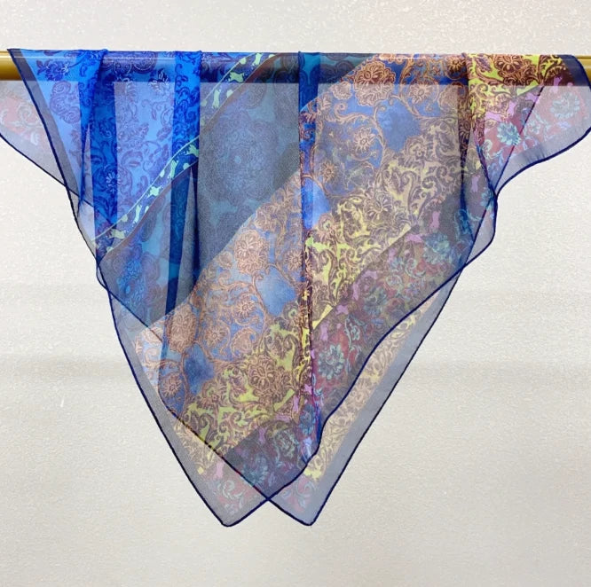 Wholesale Lightweight Polyester Sheer Fabric Square Scarf  Women