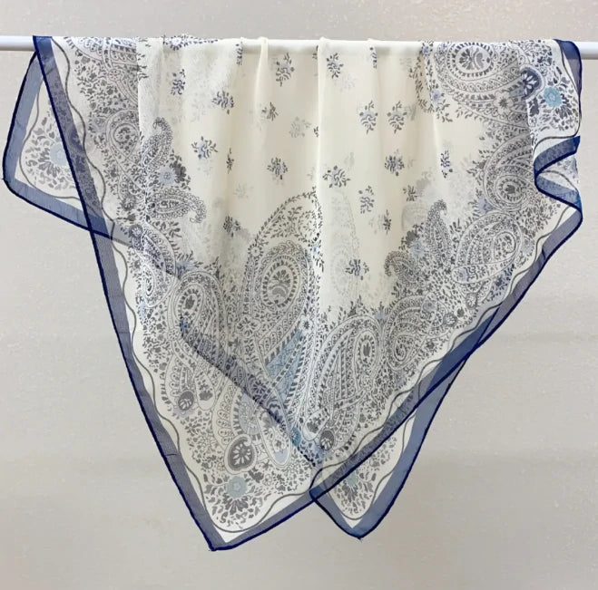 Wholesale Lightweight Polyester Sheer Fabric Square Scarf  Women