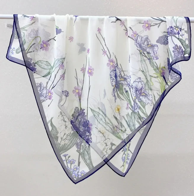 Wholesale Lightweight Polyester Sheer Fabric Square Scarf  Women