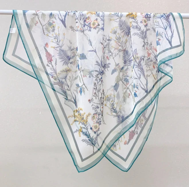 Wholesale Lightweight Polyester Sheer Fabric Square Scarf  Women