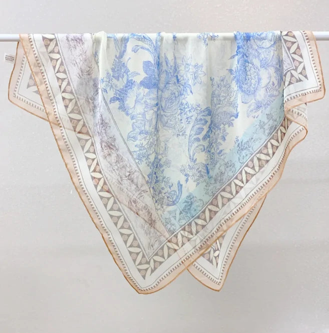 Wholesale Lightweight Polyester Sheer Fabric Square Scarf  Women
