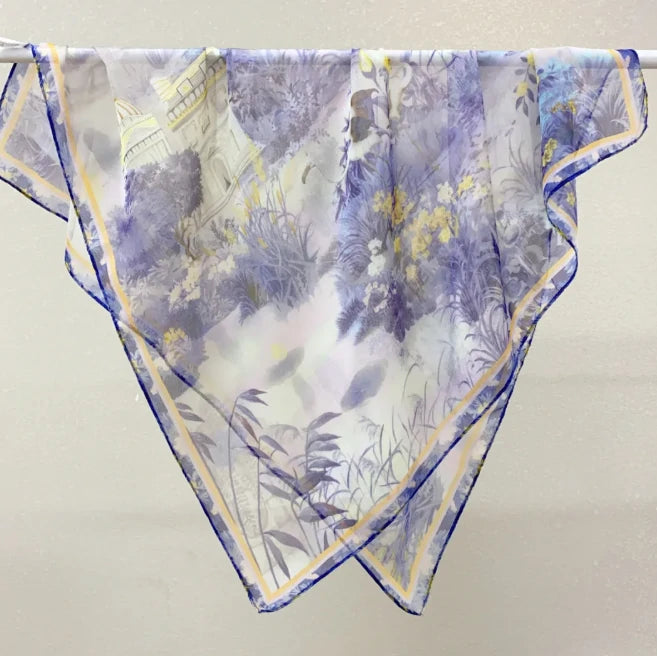 Wholesale Lightweight Polyester Sheer Fabric Square Scarf  Women