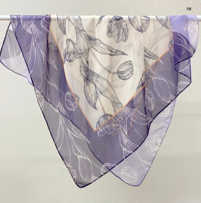 Wholesale Lightweight Polyester Sheer Fabric Square Scarf  Women