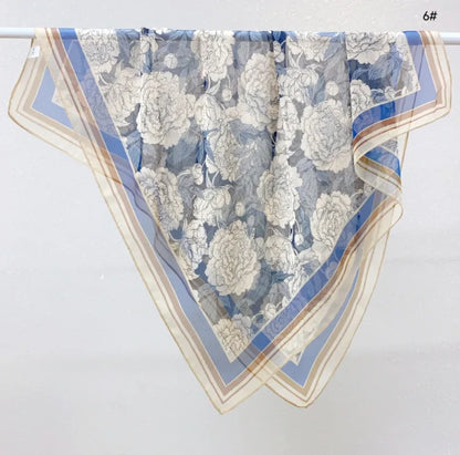 Wholesale Lightweight Polyester Sheer Fabric Square Scarf  Women