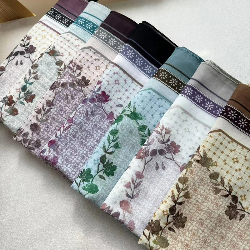 Wholesale Lightweight Sheer Voile Hijab Scarf Soft Breathable Floral Wrap