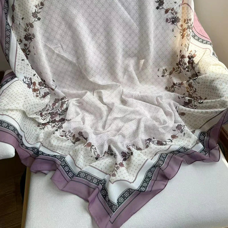 Wholesale Lightweight Sheer Voile Hijab Scarf Soft Breathable Floral Wrap