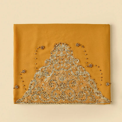 Wholesale Luxury Beaded Chiffon Hijab Gold Embroidery and Pearls