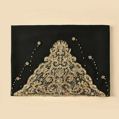 Wholesale Luxury Beaded Chiffon Hijab Gold Embroidery and Pearls