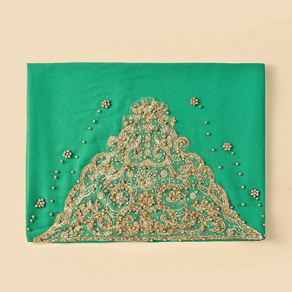 Wholesale Luxury Beaded Chiffon Hijab Gold Embroidery and Pearls