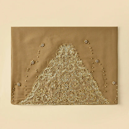 Wholesale Luxury Beaded Chiffon Hijab Gold Embroidery and Pearls