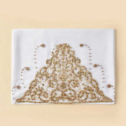 Wholesale Luxury Beaded Chiffon Hijab Gold Embroidery and Pearls