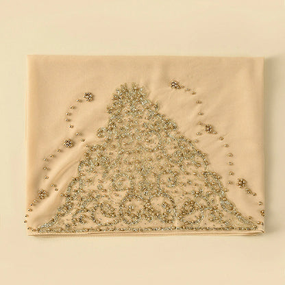 Wholesale Luxury Beaded Chiffon Hijab Gold Embroidery and Pearls