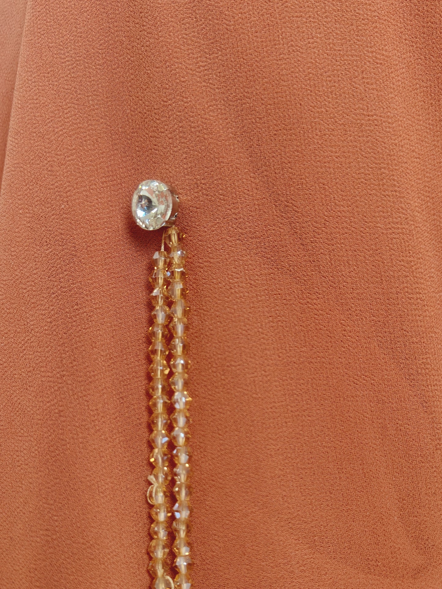 Wholesale Luxury Brown Chiffon Hijab Pearl Drops Beaded Edges