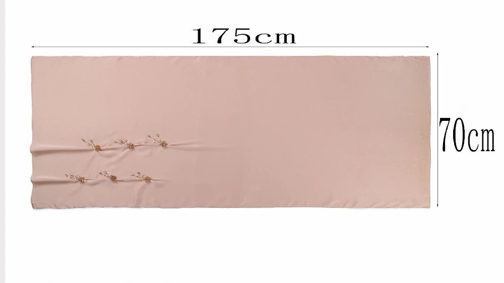 Wholesale Luxury Chiffon Crystal Embellished Hijab with Rose Gold Flowers