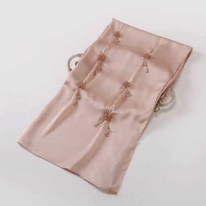 Wholesale Luxury Chiffon Crystal Embellished Hijab with Rose Gold Flowers