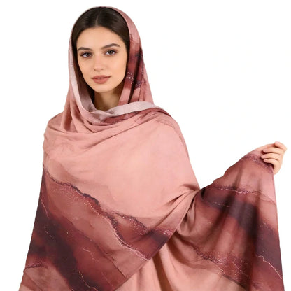 Wholesale Luxury Marble Print Chiffon Hijab Scarf with Glitter Shimmer