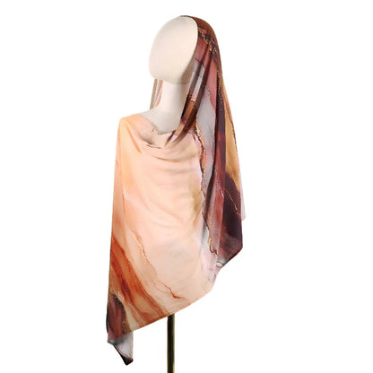 Wholesale Luxury Marble Print Chiffon Hijab Scarf with Glitter Shimmer