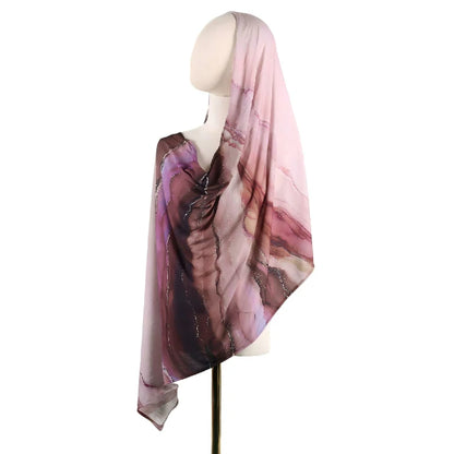 Wholesale Luxury Marble Print Chiffon Hijab Scarf with Glitter Shimmer