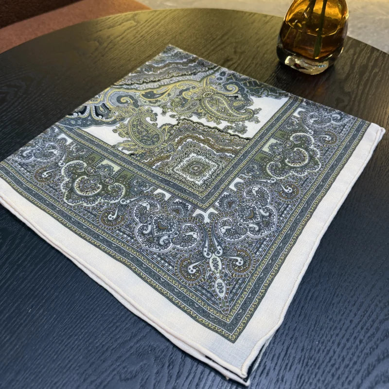 Wholesale Luxury Paisley Digital Print Scarf Vintage Pocket Square