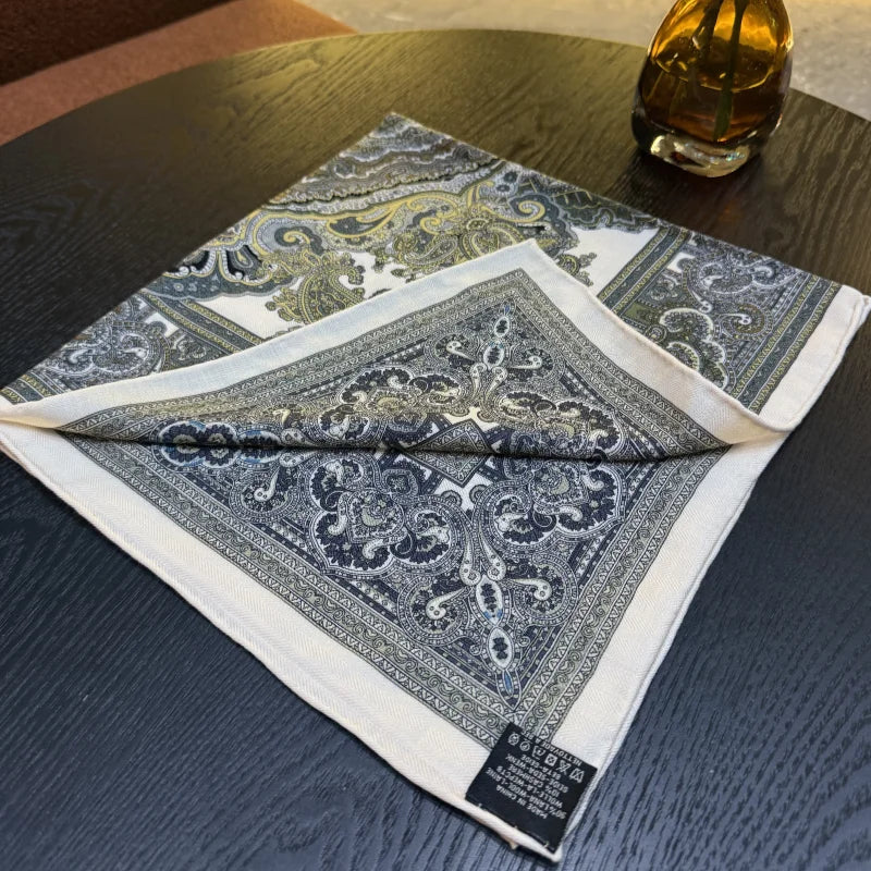 Wholesale Luxury Paisley Digital Print Scarf Vintage Pocket Square