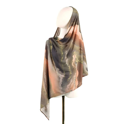 Wholesale Marble Print Hijab Scarf Collection Large Square Silk Feel Shawls
