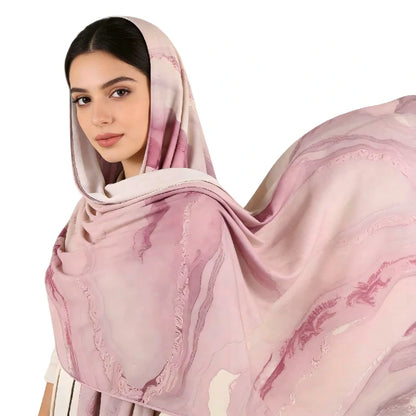 Wholesale Marble Print Hijab Scarf Collection Large Square Silk Feel Shawls