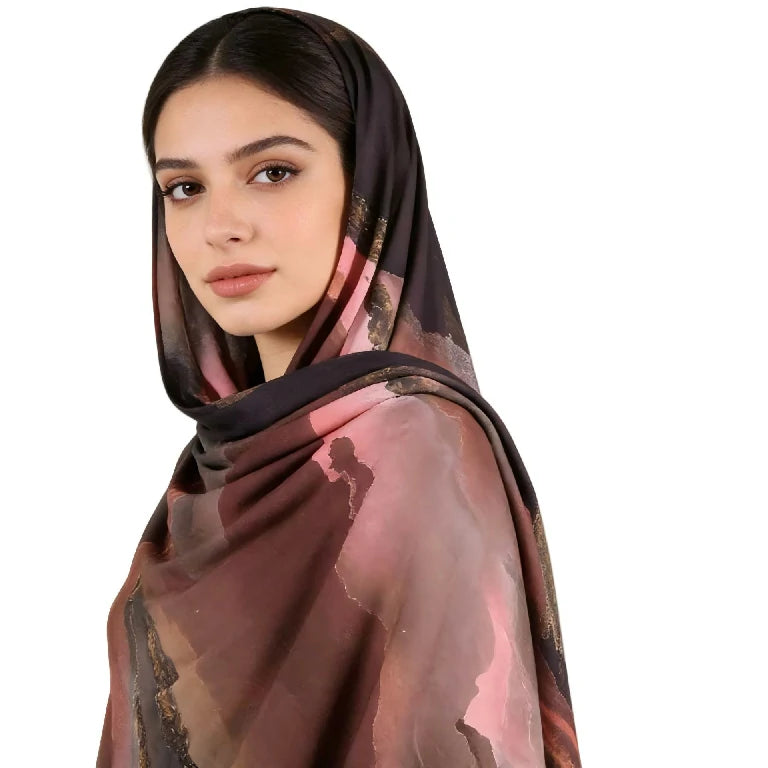 Wholesale Marble Print Hijab Scarf Collection Large Square Silk Feel Shawls