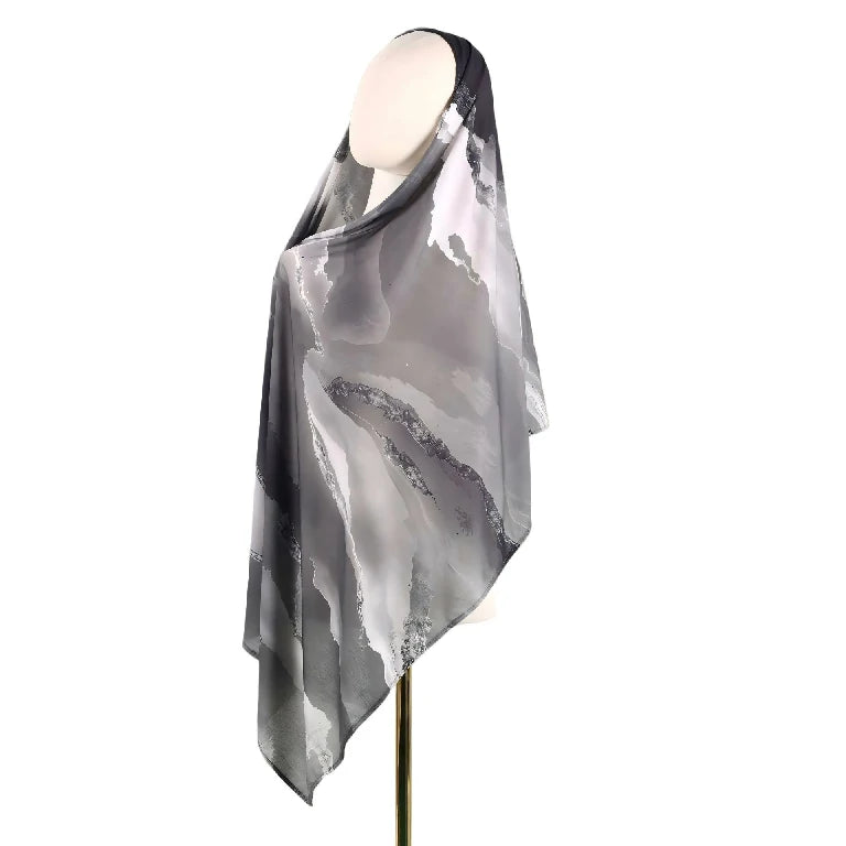 Wholesale Marble Print Hijab Scarf Collection Large Square Silk Feel Shawls