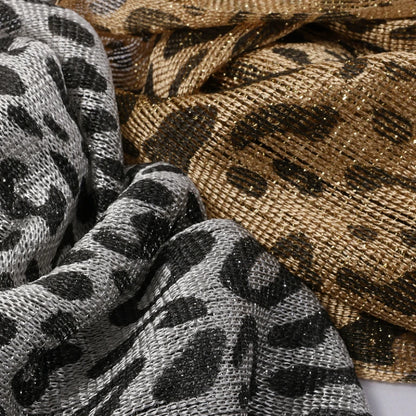 Wholesale Metallic Leopard Print Fringe Shawl Scarf Sparkly Tassel Wrap for Women
