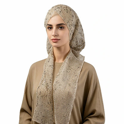 Wholesale Net Mesh Hijab Cap with Integrated Scarf