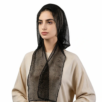 Wholesale Net Mesh Hijab Cap with Integrated Scarf