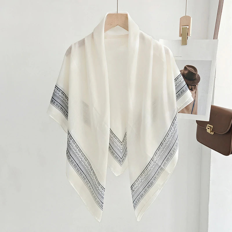 Wholesale Paisley Border Print Large Square Scarf Boho Chic Shawl Wrap for Boutiques