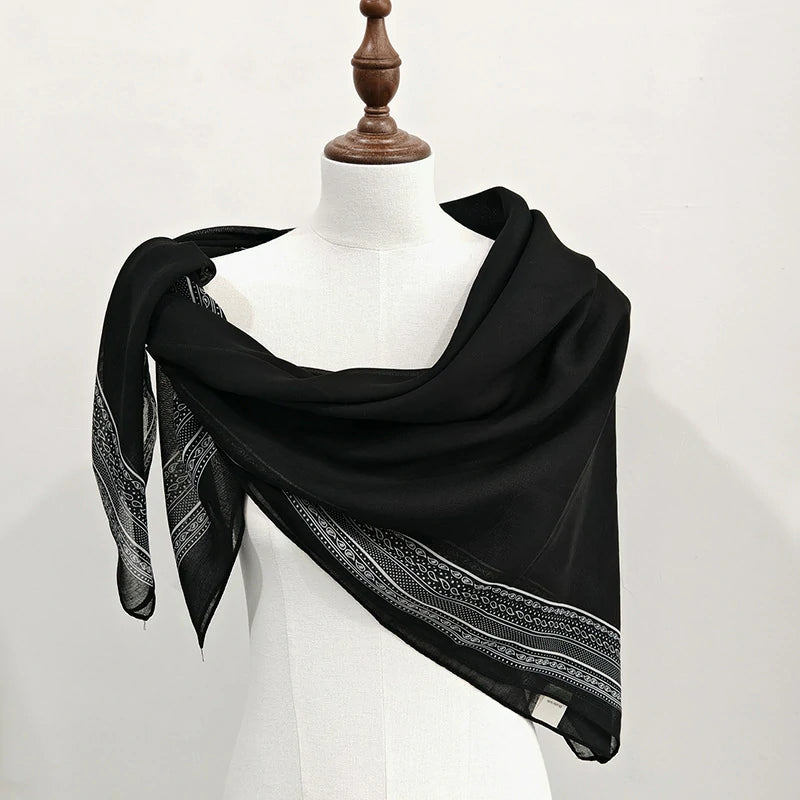 Wholesale Paisley Border Print Large Square Scarf Boho Chic Shawl Wrap for Boutiques