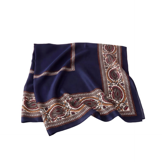 Wholesale Paisley Border Satin Square Scarf for Women
