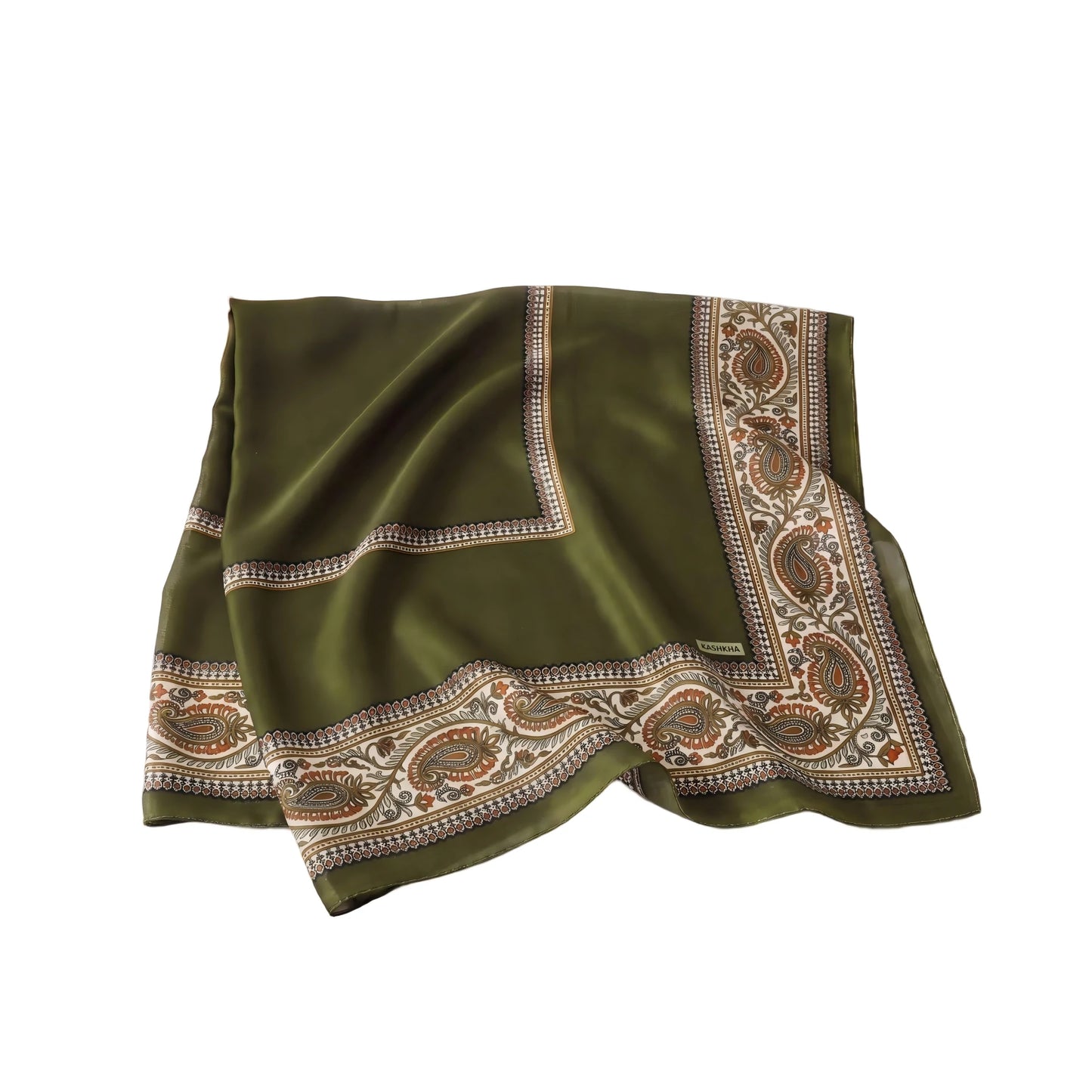 Wholesale Paisley Border Satin Square Scarf for Women
