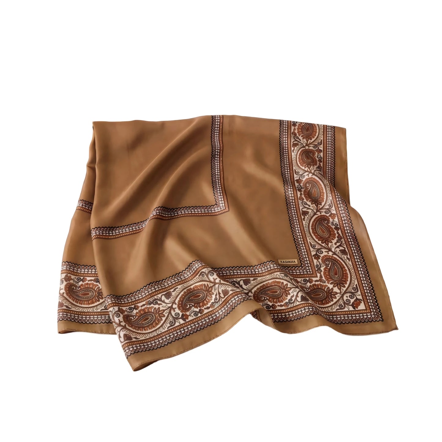 Wholesale Paisley Border Satin Square Scarf for Women