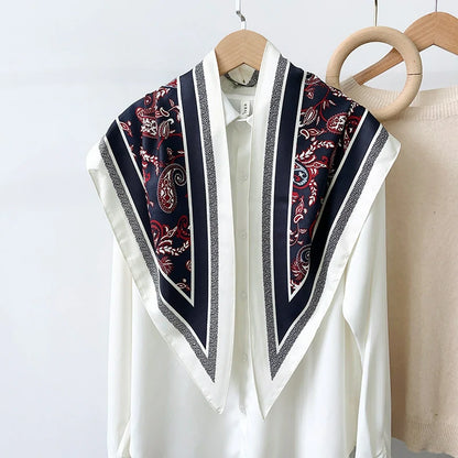 Navy Blue Cashew Flower Scarf